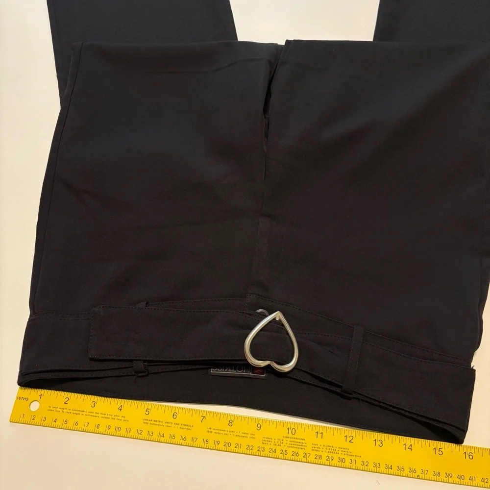 Hot Kiss Y2K Low Rise Black Flare Pants w/ Heart Buckle – Emo Grunge 2000s - Picture 9 of 15